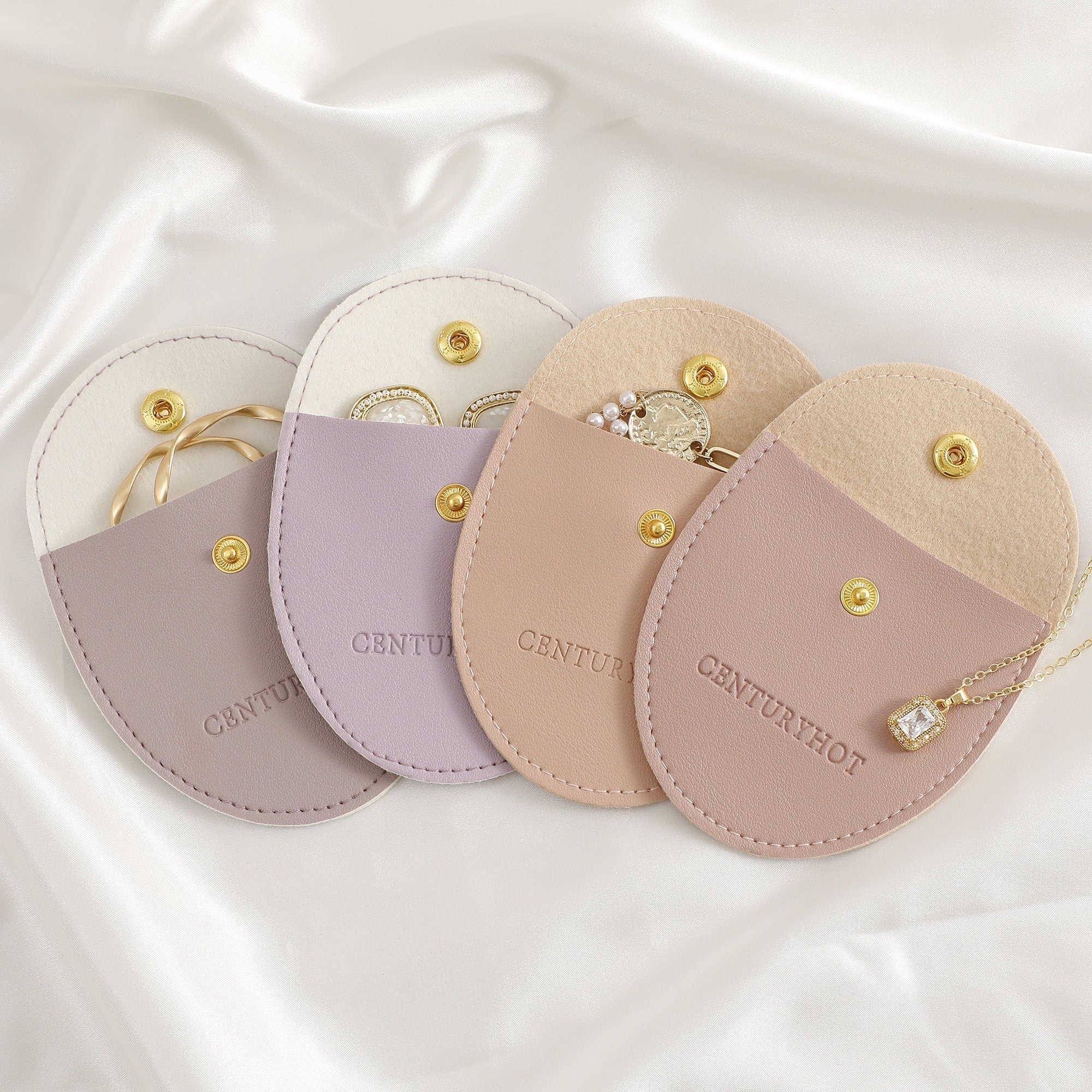 Personalized Faux Leather Jewelry Bag with Embossed Logo (50 Pcs)-zoom-6