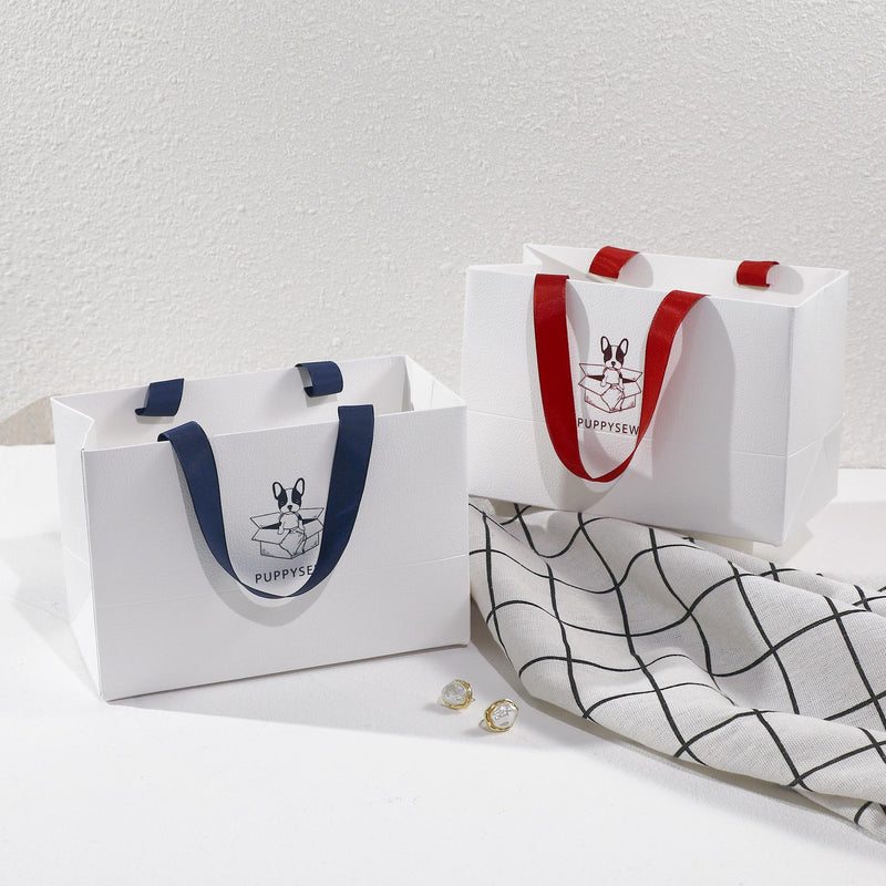 Custom Logo Paper Gift Bags – Art Textured, Ribbon Handle-zoom-