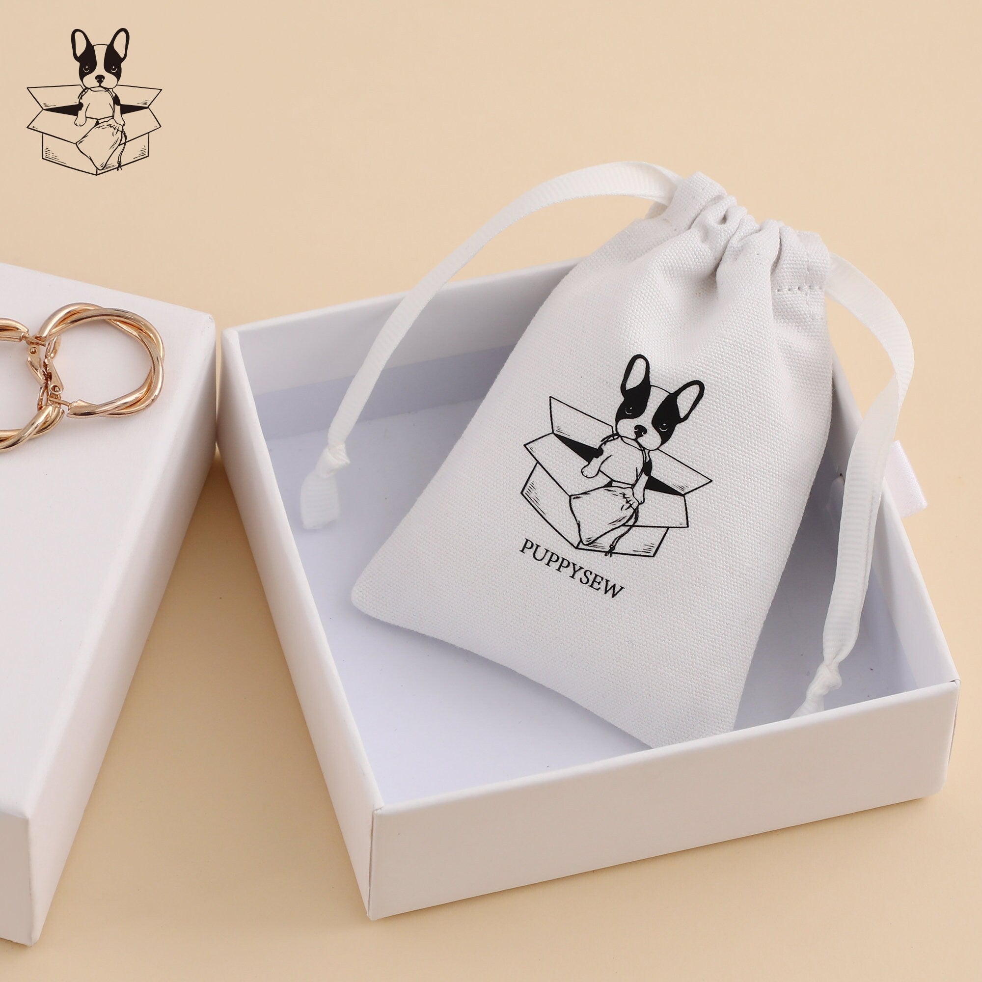 Custom Printed Canvas Drawstring Bag, Jewelry Packaging (50 pcs)-zoom-5