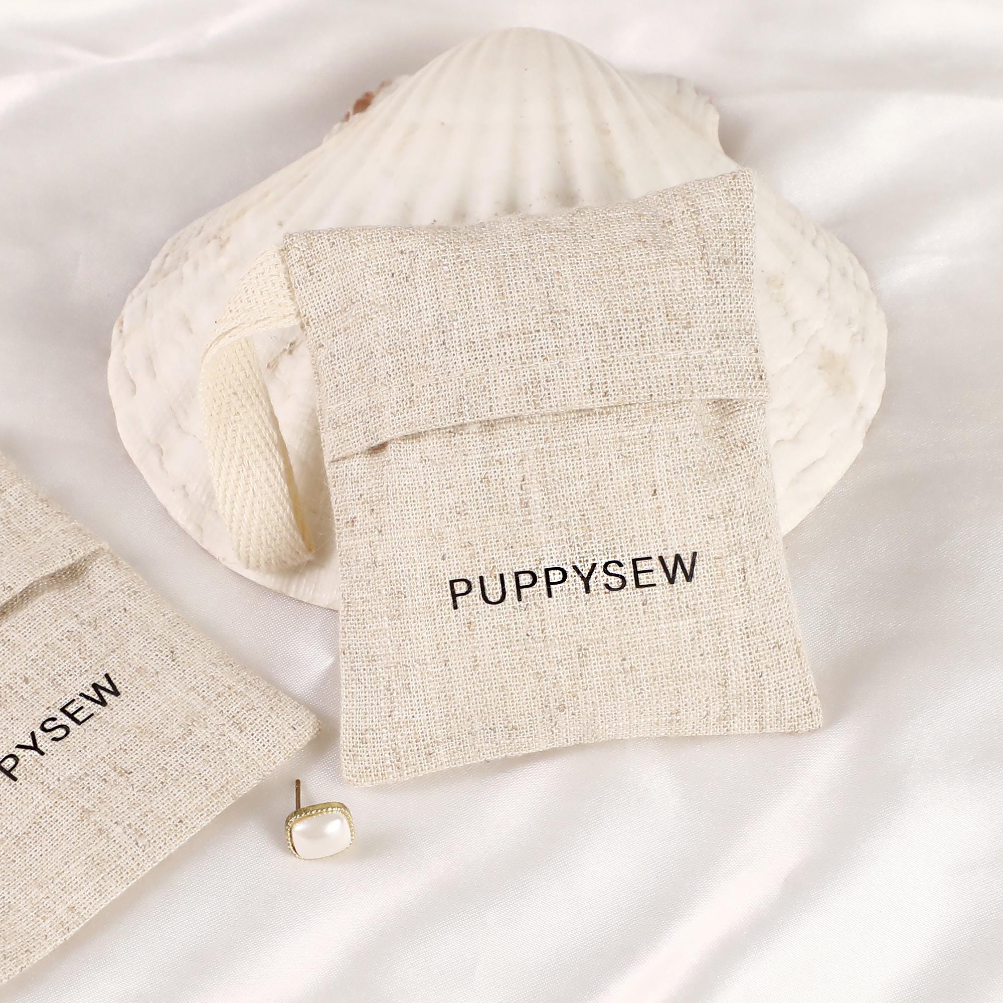 50 Natural Linen Jewelry Bags with Custom Logo-zoom-4