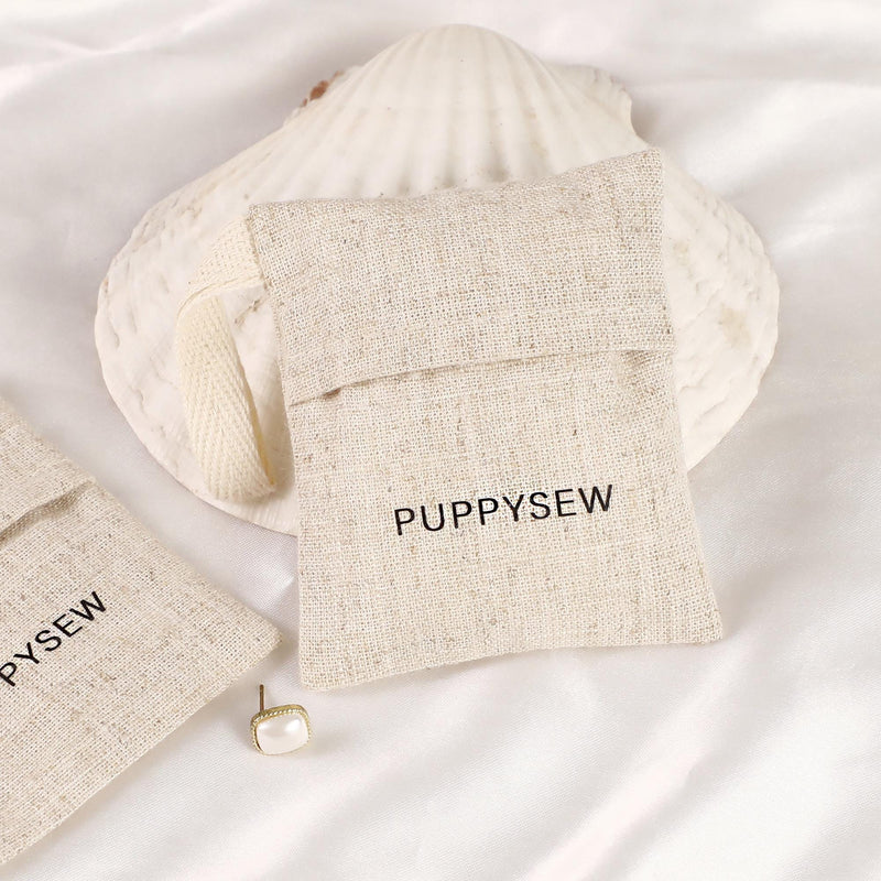 50 Natural Linen Jewelry Bags with Custom Logo-zoom-