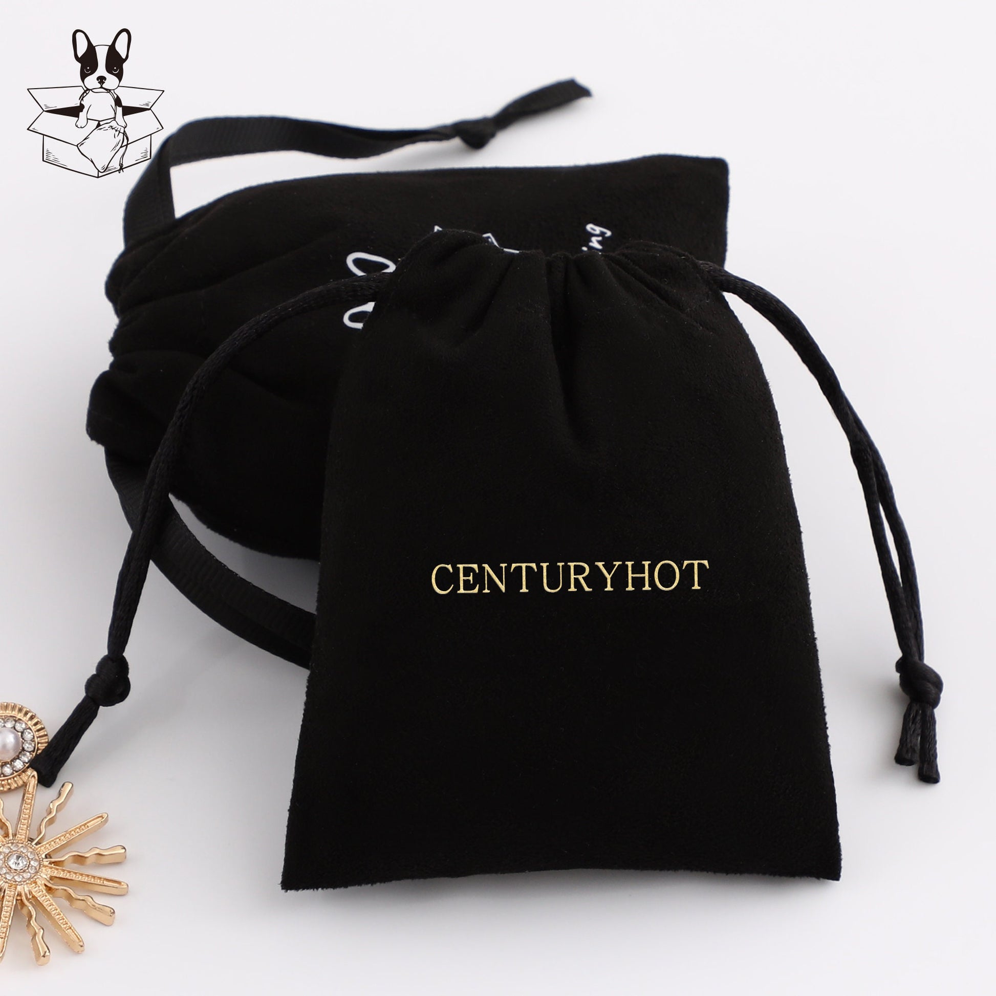 Personalized Flannel Drawstring Bag, Custom Logo Jewelry Pouch-7