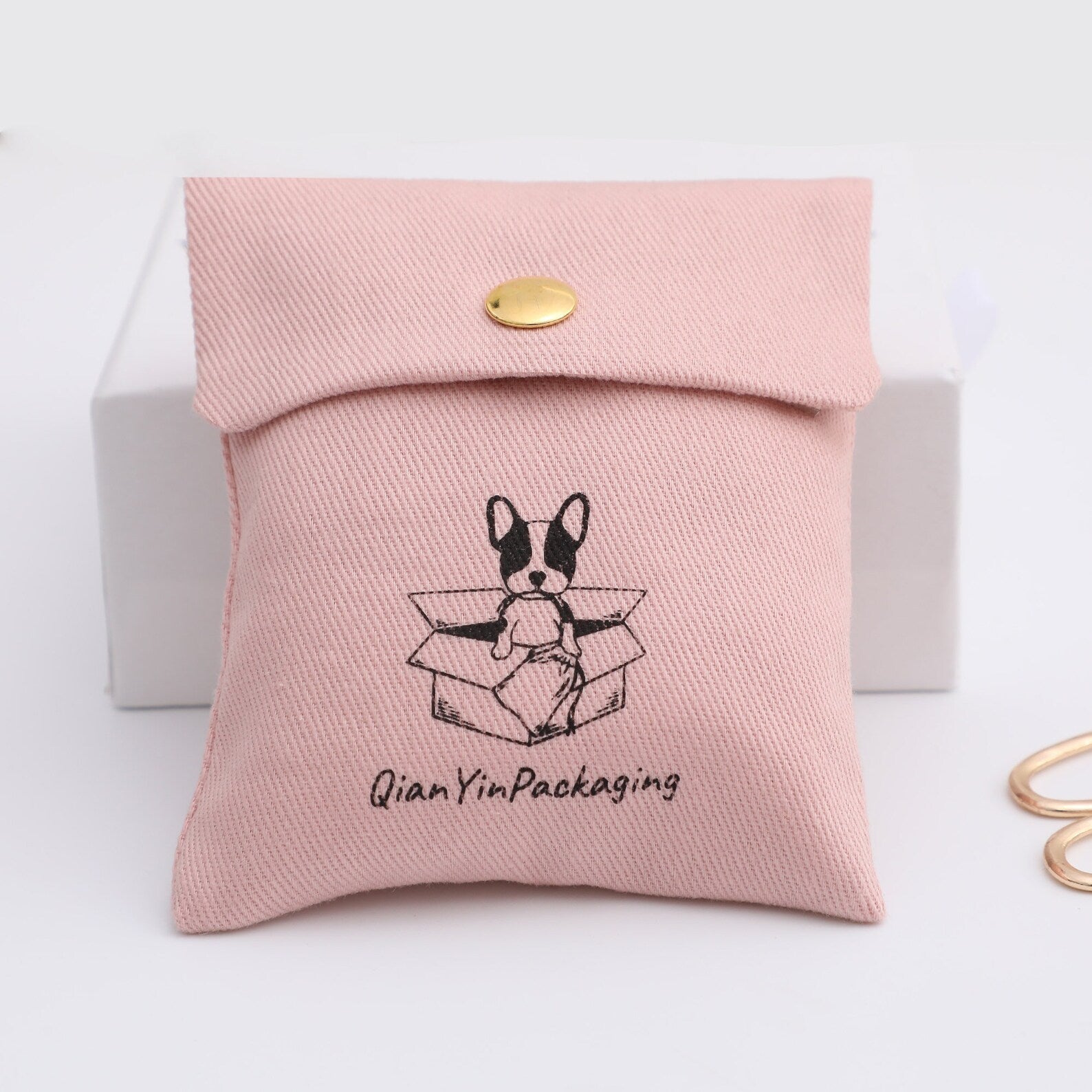 Custom Logo Cotton Twill Jewelry Bag with Snap, Personalized Sachet (50 Pieces)-5