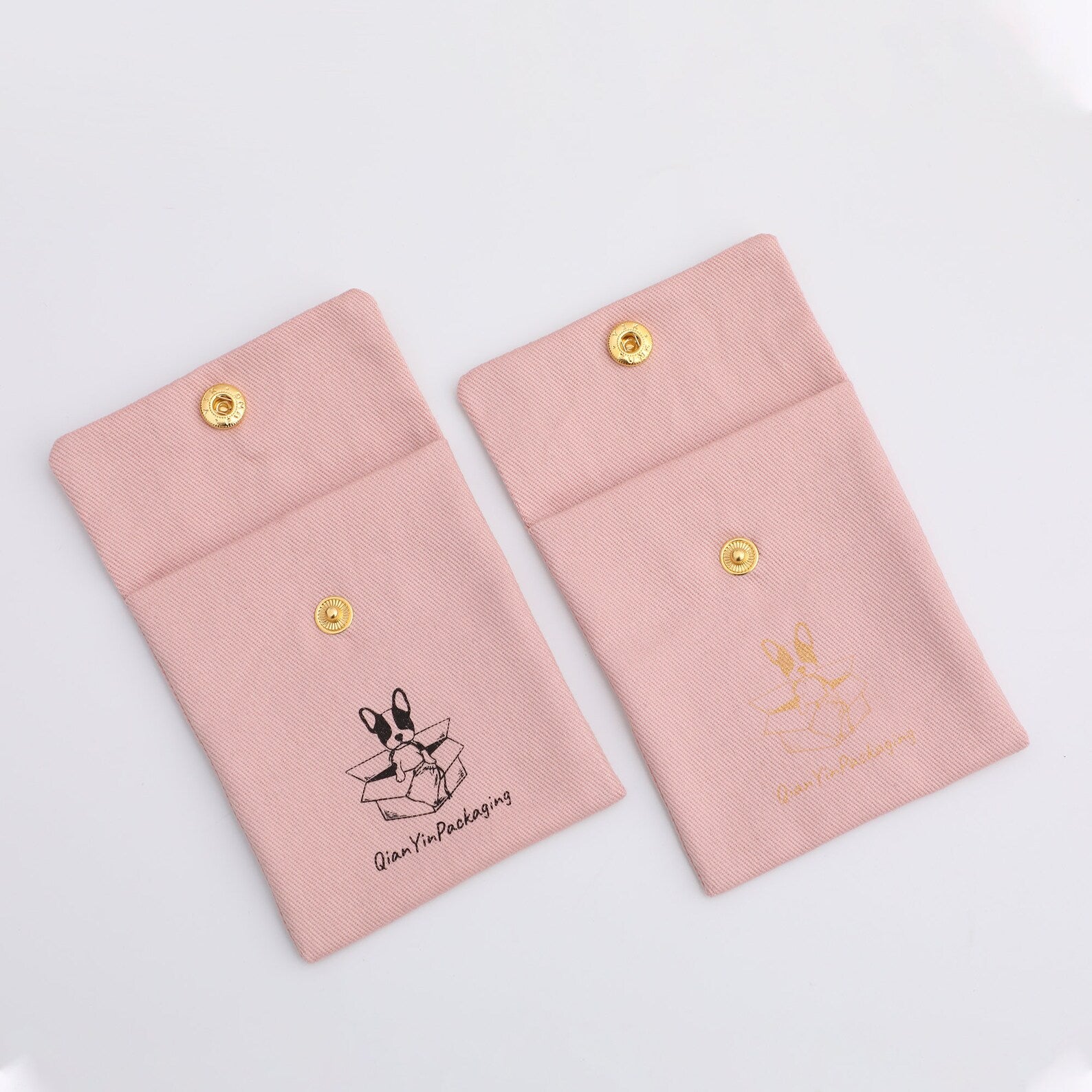 Custom Logo Cotton Twill Jewelry Bag with Snap, Personalized Sachet (50 Pieces)-zoom-2