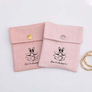 Custom Logo Cotton Twill Jewelry Bag with Snap, Personalized Sachet (50 Pieces)-zoom-